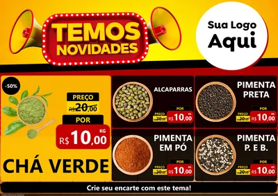 Modelo de Encarte para Encarte A4 Horizontal com o tema Temos Novidades para Produtos Naturais