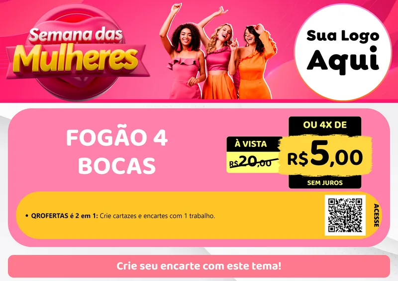 Modelo de Cartaz para Cartaz A4 Horizontal com o tema Semana das Mulheres para Móveis e Eletro
