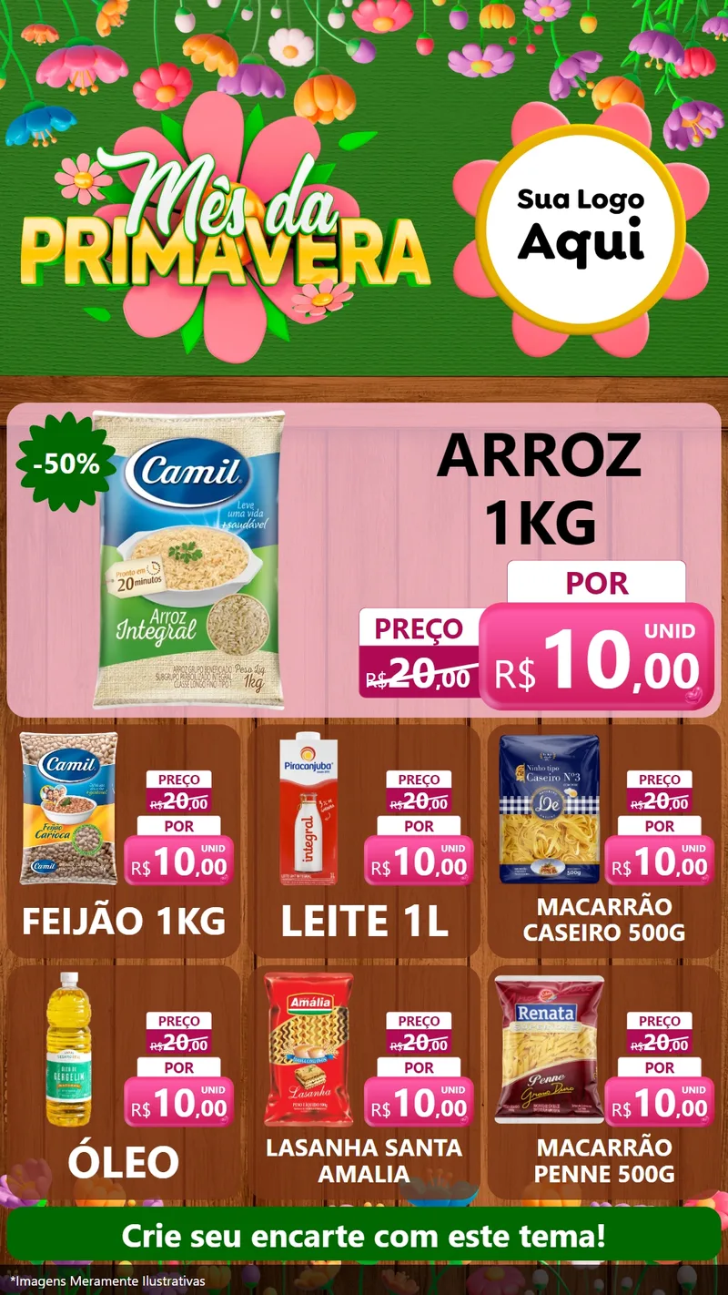 Modelo de Rede Social para Stories com o tema Mês da Primavera para Supermercado