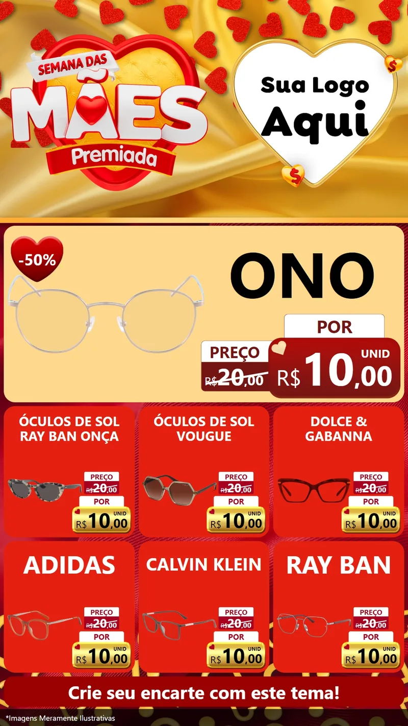 Modelo de Rede Social para Stories com o tema Semana das Mães Premiada para Óticas