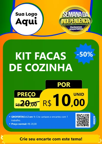 Modelo de Cartaz para Cartaz A4 Vertical com o tema Semana da Independência Declaramos Preços Baixos para Utilidades Domésticas