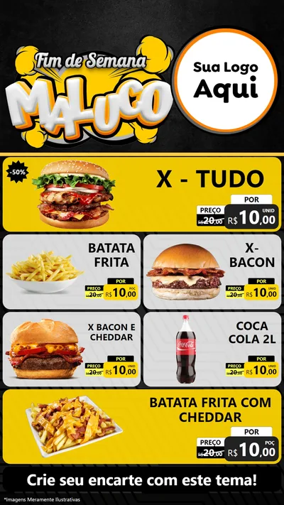 Modelo de TV para TV Vertical com o tema Fim de Semana Maluco para Hamburgueria
