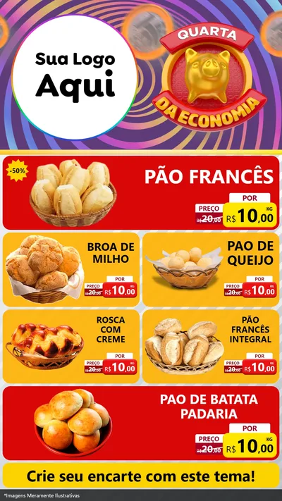 Modelo de TV para TV Vertical com o tema Quarta da Economia para Padaria