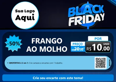 Modelo de Cartaz para Cartaz A4 Horizontal com o tema Black Friday para Restaurante