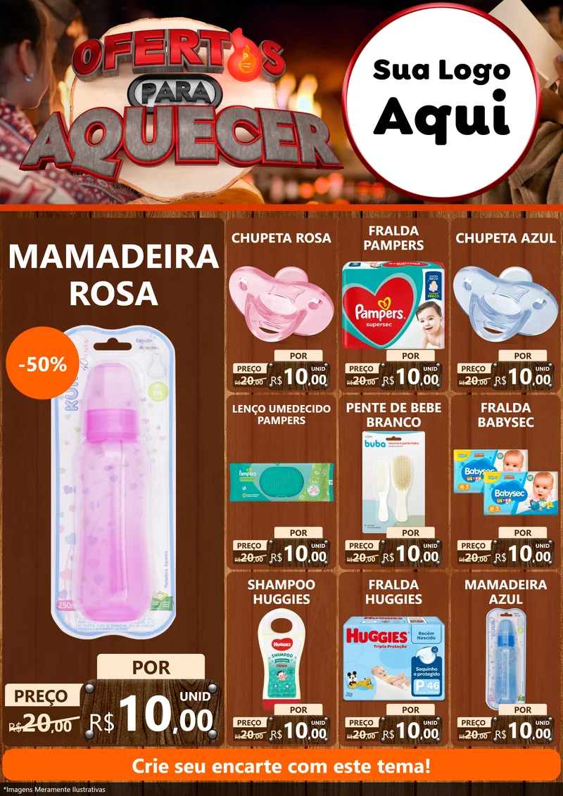 Modelo de Encarte para Encarte A4 Vertical com o tema Ofertas Para Aquecer para Bebês
