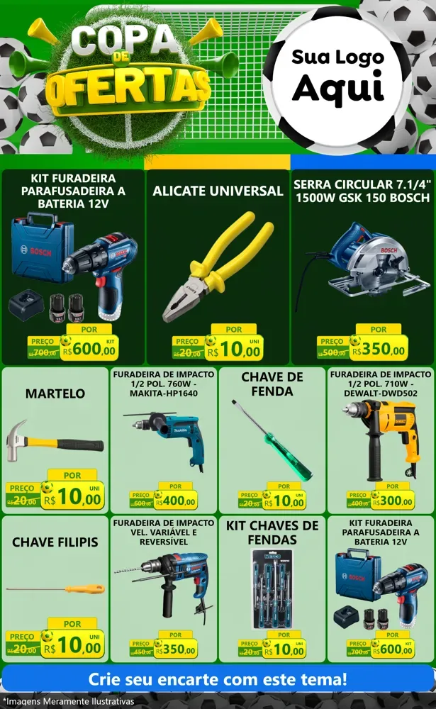 Modelo de Encarte para Encarte Grande com o tema Copa De Ofertas para Maquinas e Ferramentas