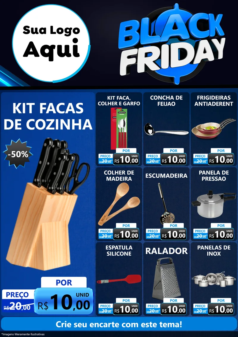 Modelo de Encarte para Encarte A4 Vertical com o tema Black Friday para Utilidades Domésticas