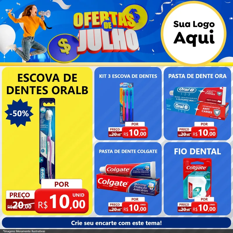 Modelo de Rede Social para Feed Facebook com o tema Ofertas de Julho para Higiene Pessoal