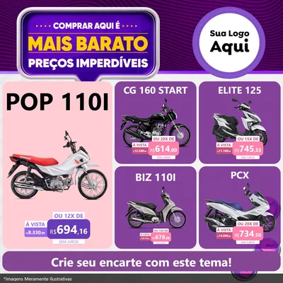 Modelo de Rede Social para Feed Facebook com o tema Mais Barato para Concessionaria de Motos