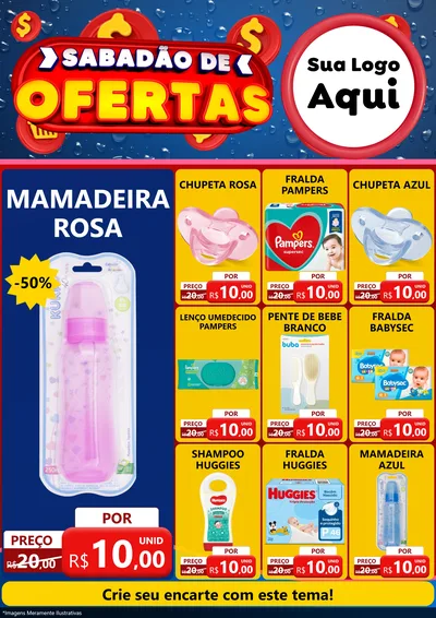 Modelo de Encarte para Encarte A4 Vertical com o tema Sabadão de Ofertas para Bebês