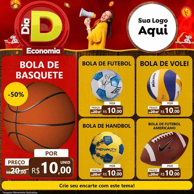 Modelo de Rede Social para Feed Facebook com o tema Dia D Economia para Artigos Esportivos