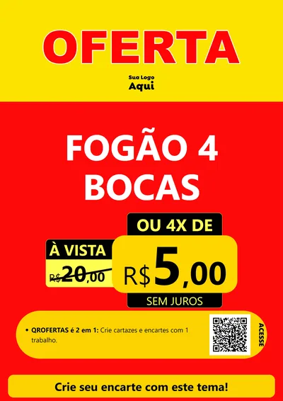 Modelo de Cartaz para Cartaz A4 Vertical com o tema OFERTA - Vermelho Cartaz para Móveis e Eletro