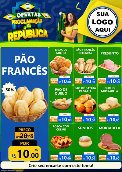 Modelo de Encarte para Encarte A4 Vertical com o tema Ofertas Proclamação da República para Padaria