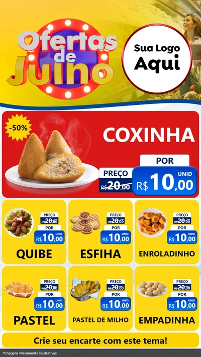 Modelo de Rede Social para Stories com o tema Ofertas de Julho para Salgadaria