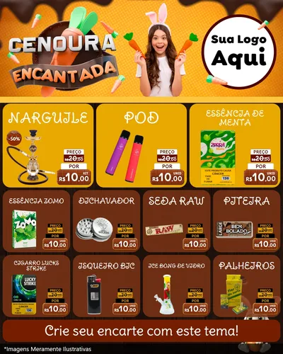 Modelo de Rede Social para Feed Instagram com o tema Cenoura Encantada - Páscoa para Tabacaria