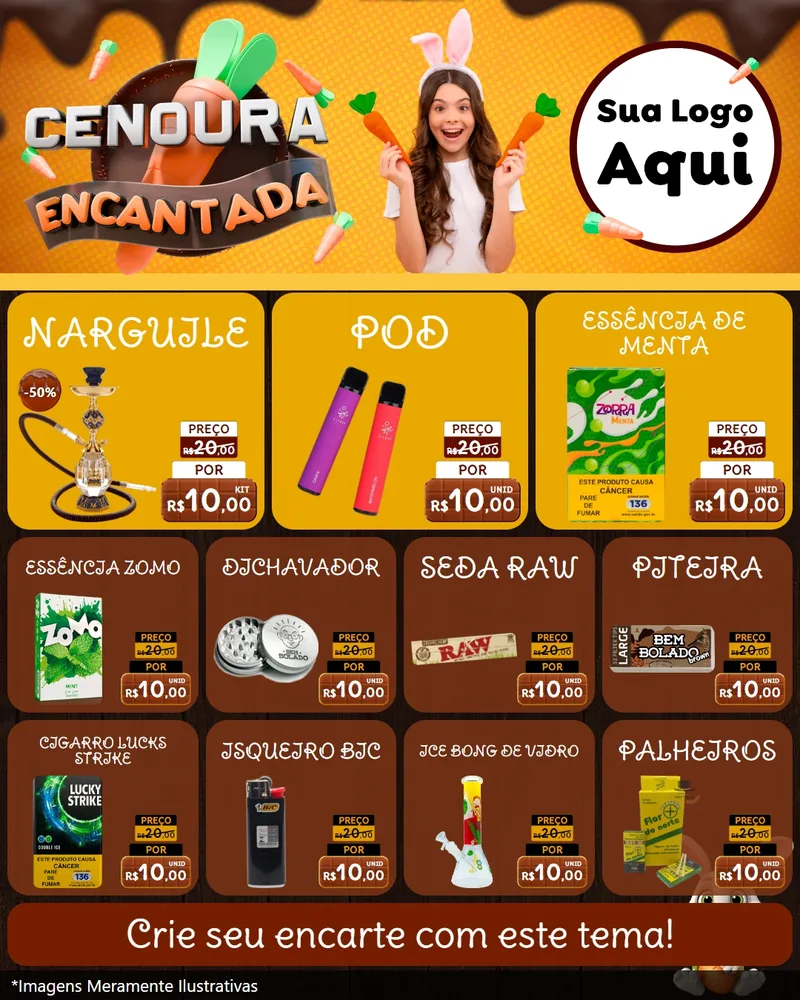 Modelo de Rede Social para Feed Instagram com o tema Cenoura Encantada - Páscoa para Tabacaria