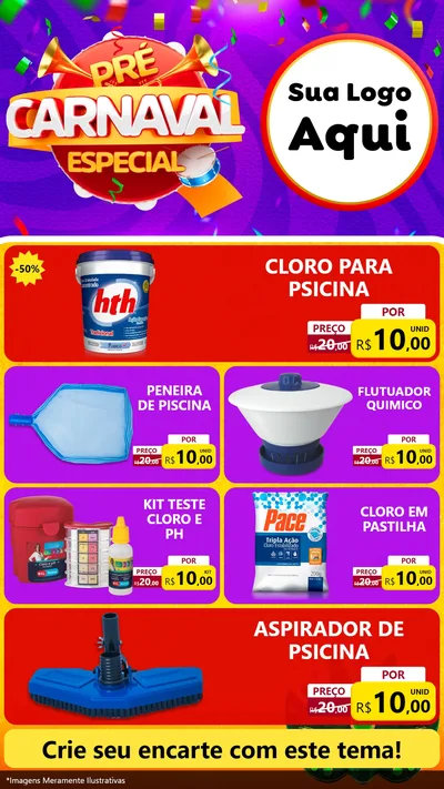 Modelo de TV para TV Vertical com o tema Pré-Carnaval Especial para Produtos para Piscina