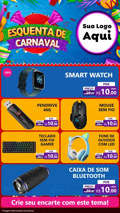 Modelo de TV para TV Vertical com o tema Esquenta de Carnaval para Informática