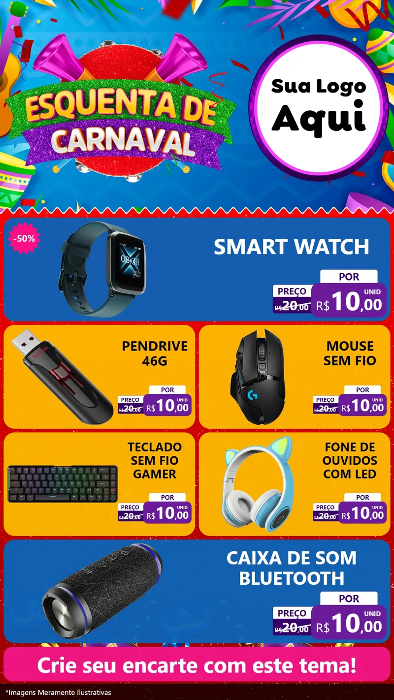 Modelo de TV para TV Vertical com o tema Esquenta de Carnaval para Informática
