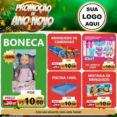 Modelo de Rede Social para Feed Facebook com o tema Promoção de Ano Novo para Brinquedos