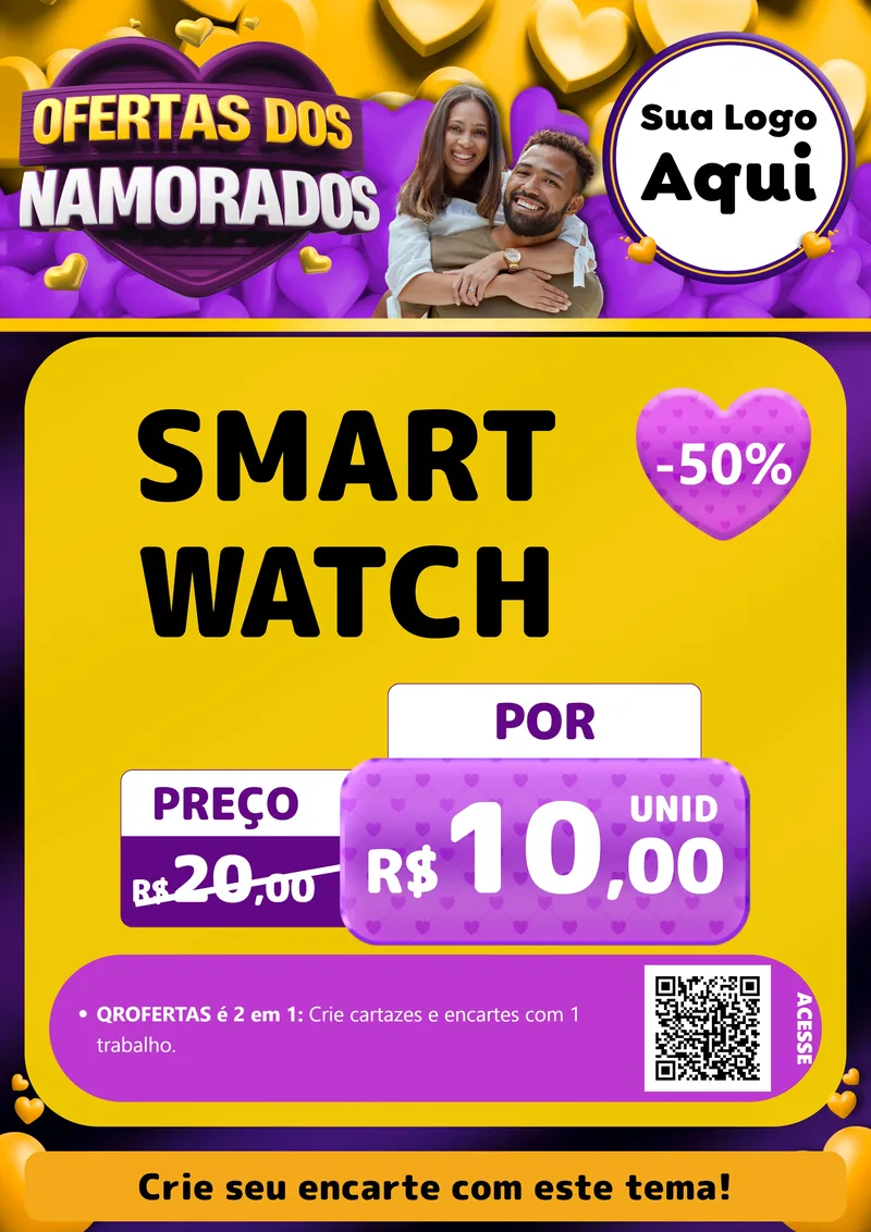 Modelo de Cartaz para Cartaz A4 Vertical com o tema Oferta Dos Namorados para Informática