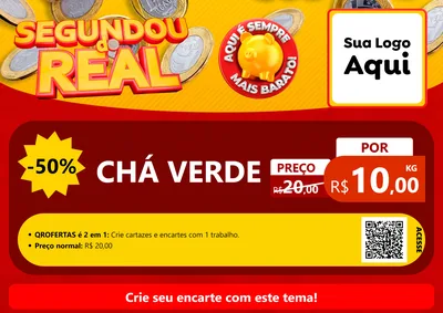 Modelo de Cartaz para Cartaz A4 Horizontal com o tema Segundou do Real para Produtos Naturais