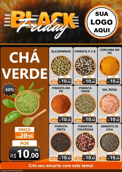 Modelo de Encarte para Encarte A4 Vertical com o tema Black Friday para Produtos Naturais