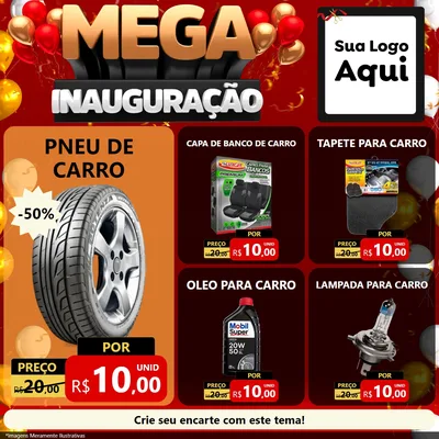 Modelo de Rede Social para Feed Facebook com o tema Mega Inauguração para Auto peças