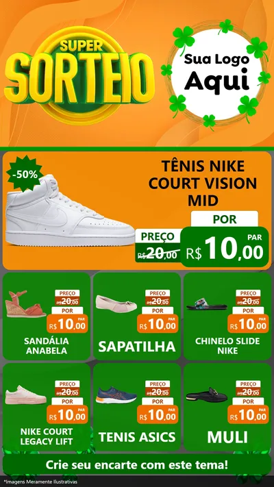 Modelo de Rede Social para Stories com o tema Super Sorteio para Calçados