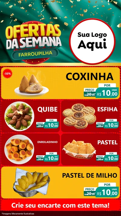Modelo de TV para TV Vertical com o tema Ofertas da Semana Farroupilha para Salgadaria
