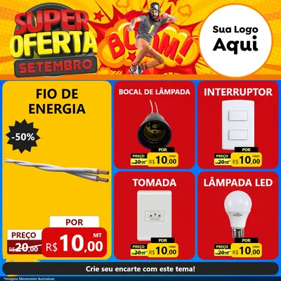 Modelo de Rede Social para Feed Facebook com o tema Super Oferta Setembro para Materiais Elétricos