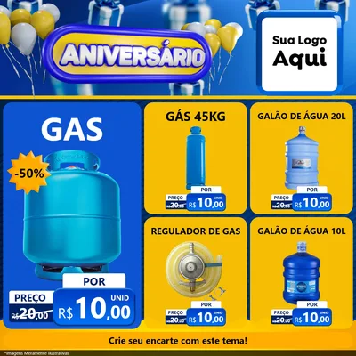 Modelo de Rede Social para Feed Facebook com o tema Aniversário para Água e gás