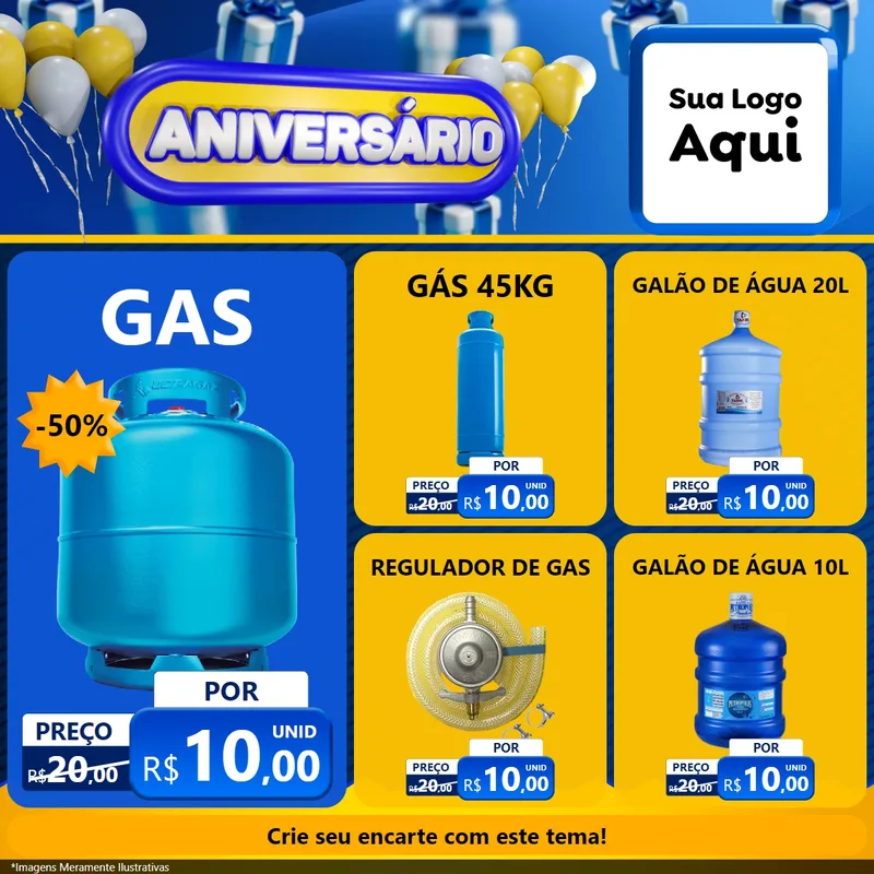 Modelo de Rede Social para Feed Facebook com o tema Aniversário para Água e gás