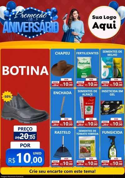 Modelo de Encarte para Encarte A4 Vertical com o tema Promoção de Aniversário para Agropecuária