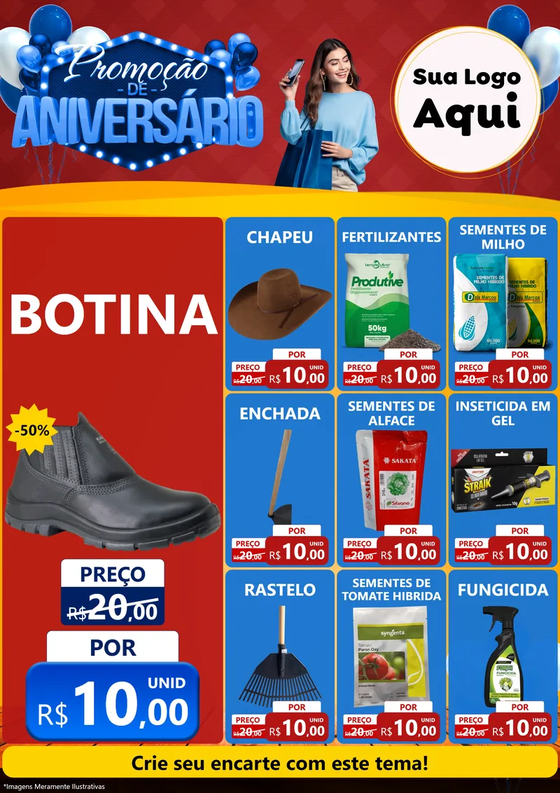 Modelo de Encarte para Encarte A4 Vertical com o tema Promoção de Aniversário para Agropecuária
