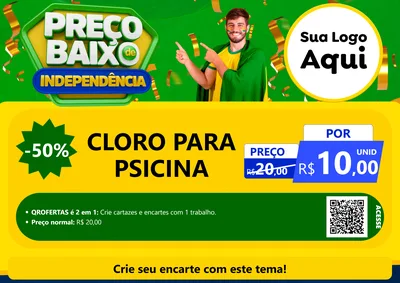 Modelo de Cartaz para Cartaz A4 Horizontal com o tema Preço Baixo de Independência para Produtos para Piscina