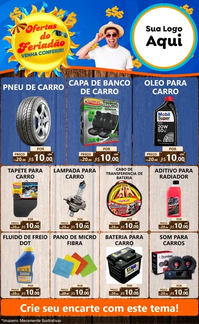 Modelo de Encarte para Encarte Grande com o tema Ofertas do Feriadão para Auto peças