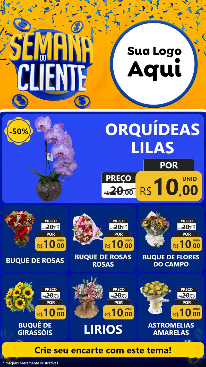 Modelo de Rede Social para Stories com o tema Semana do Cliente para Floricultura e jardim