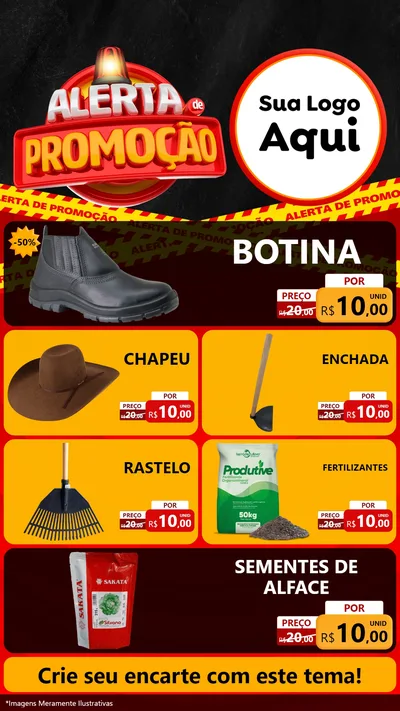 Modelo de TV para TV Vertical com o tema Alerta de Promoção para Agropecuária