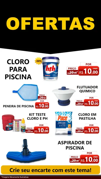 Modelo de TV para TV Vertical com o tema Ofertas Preto e Vermelho Cartaz para Produtos para Piscina