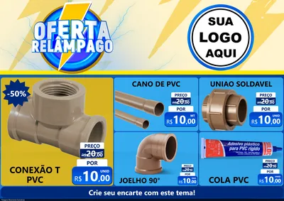Modelo de Encarte para Encarte A4 Horizontal com o tema Oferta Relâmpago para Tubos e conexões