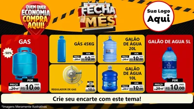Modelo de TV para TV Horizontal com o tema Fecha Mês para Água e gás