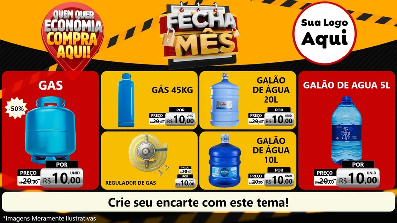 Modelo de TV para TV Horizontal com o tema Fecha Mês para Água e gás