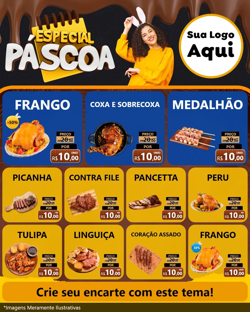 Modelo de Rede Social para Feed Instagram com o tema Especial Páscoa para Assados