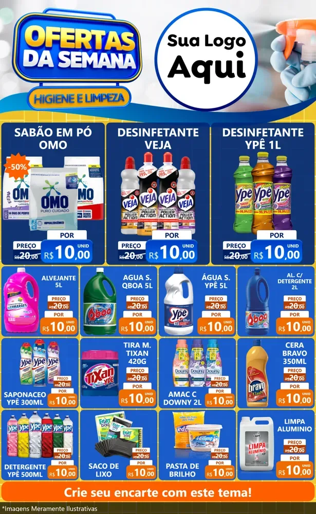 Modelo de Encarte para Encarte Grande com o tema Ofertas da Semana - Higiene e Limpeza para Produtos de Limpeza