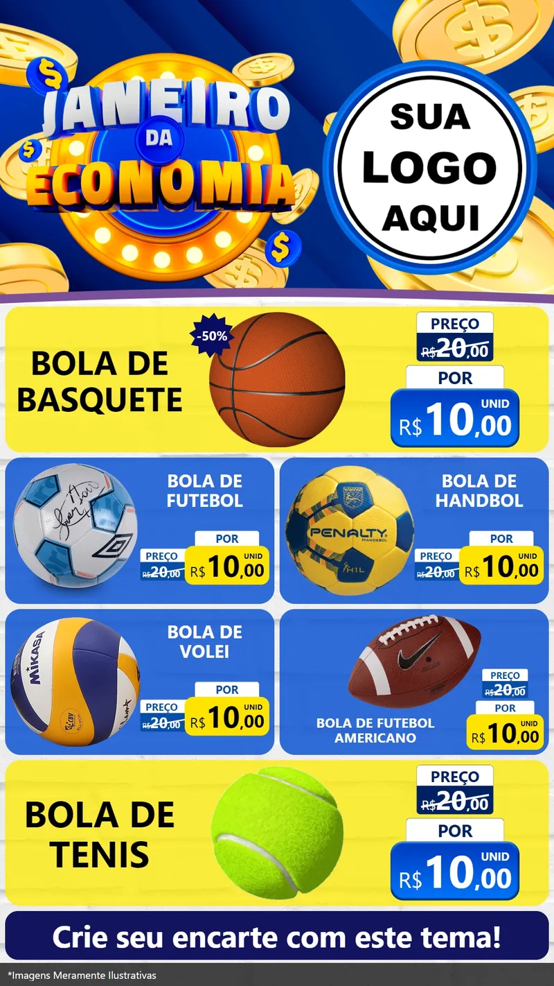 Modelo de TV para TV Vertical com o tema Janeiro da Economia para Artigos Esportivos