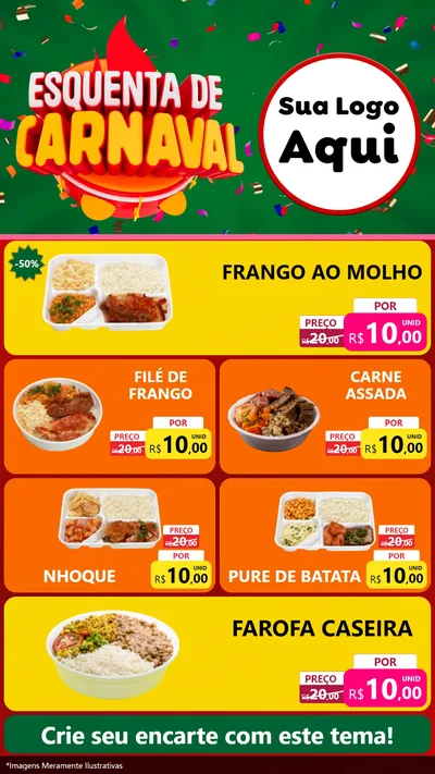 Modelo de TV para TV Vertical com o tema Esquenta de Carnaval para Restaurante