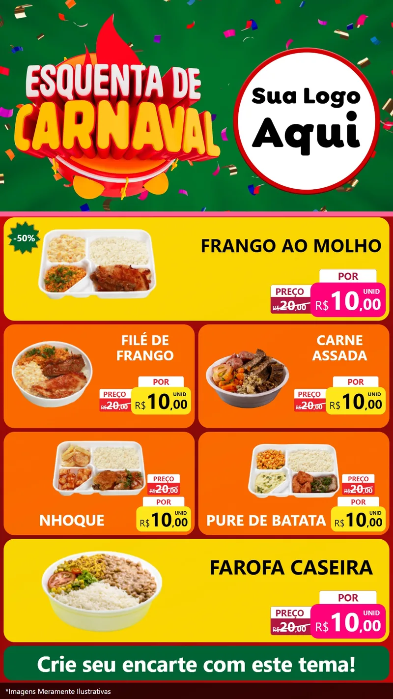 Modelo de TV para TV Vertical com o tema Esquenta de Carnaval para Restaurante