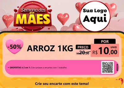Modelo de Cartaz para Cartaz A4 Horizontal com o tema Semana das Mães para Supermercado