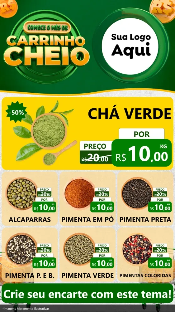 Modelo de Rede Social para Stories com o tema Carrinho Cheio para Produtos Naturais